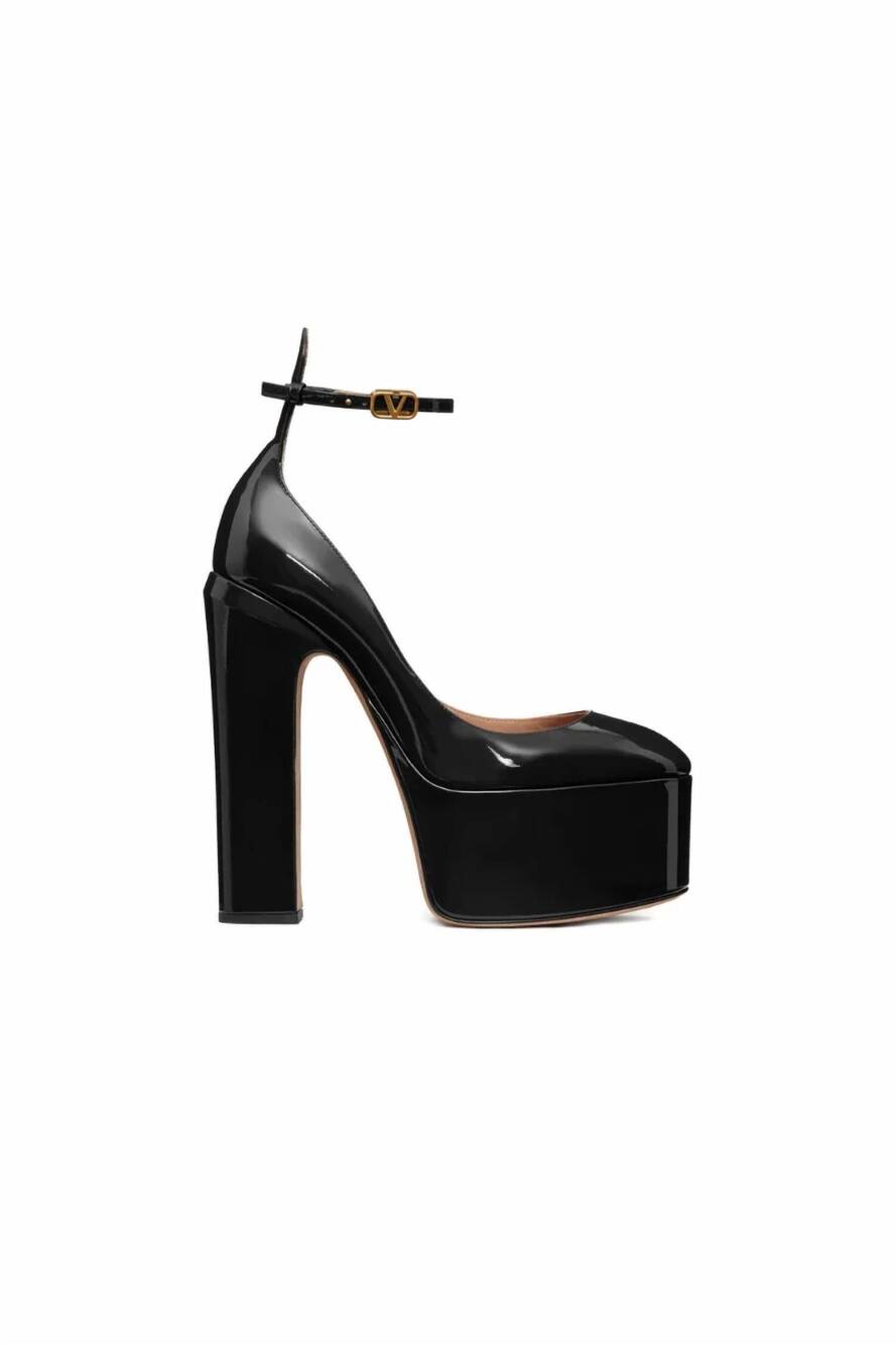NEW VALENTINO GARAVANI women's tan-go 155mm platform pump heels in black